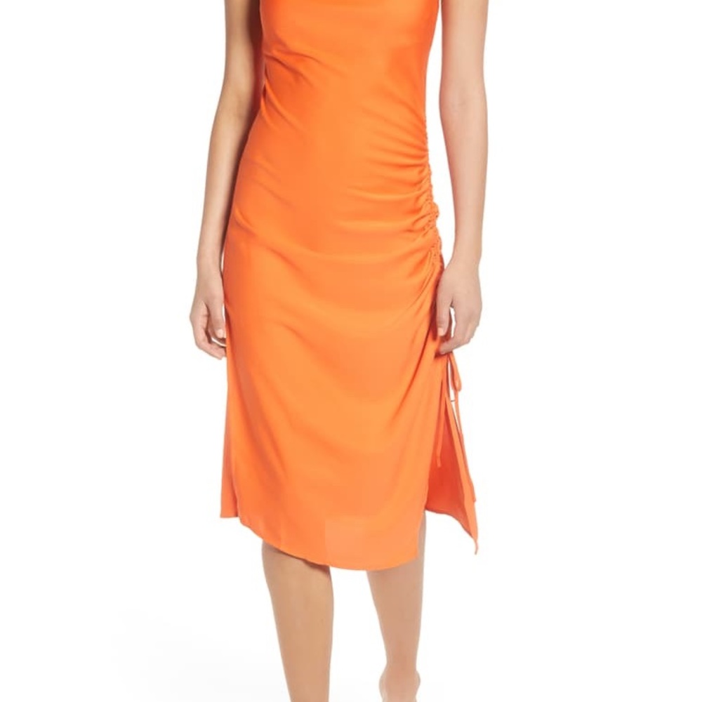 J.O.A. Ruched Slipdress Tangerine/Orange - Large